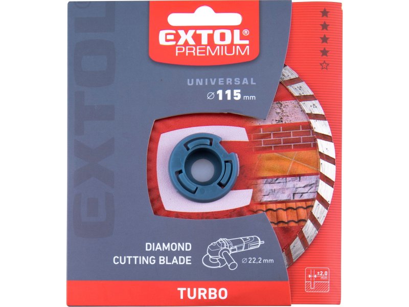 EXTOL PREMIUM 108751 kotouč diamantový řezný TURBO, 115x22,2mm
