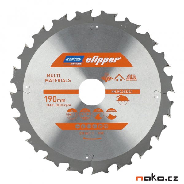 NORTON clipper 190x30mm 20z DEMOLITION pilový kotouč na dřevo s hřebíky 70184608129 Obrázek