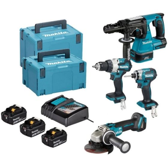 MAKITA DLX4195JX1 aku sada DGA504 + DHR243 + DHP489 + DTD173 Li-ion LXT 18V/5,0Ah