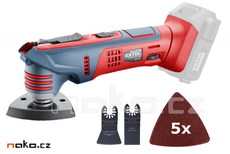 EXTOL PREMIUM 8891843 multifunkční oscilační aku bruska, SHARE20V LiIon, bez akumulátoru