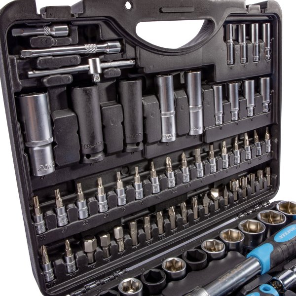 XTline XT40108 gola sada 1/4"+1/2" 108 dílů s teleskopickými ráčnami Obrázek