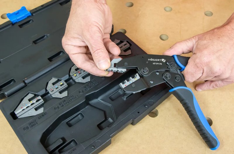 HOGERT HT1P176 kleště lisovací ráčnové s výměnnými čelistmi Obrázek