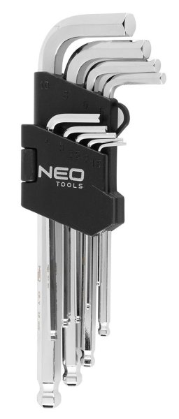 Levně NEO TOOLS sada imbus klíčů s kuličkou 1,5-10, 9 dílů, 09-525