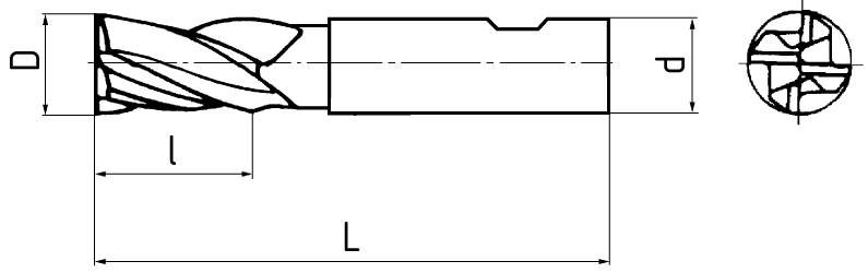 Fréza 140618 3.5x10 (222132) válcová čelní krátká, 2 břity do středu, HSS Co8