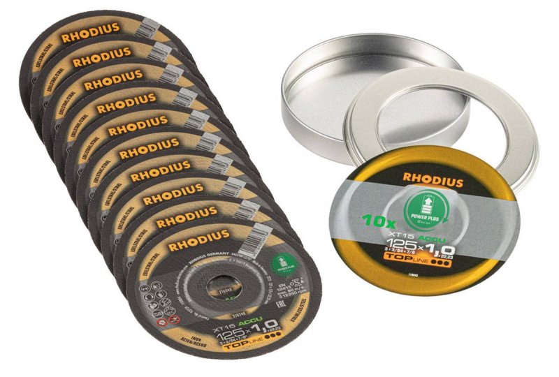 Rhodius XT15 ACCU BOX 210248 řezný kotouč rovný 125 mm 10 ks nerezová ocel, ocel