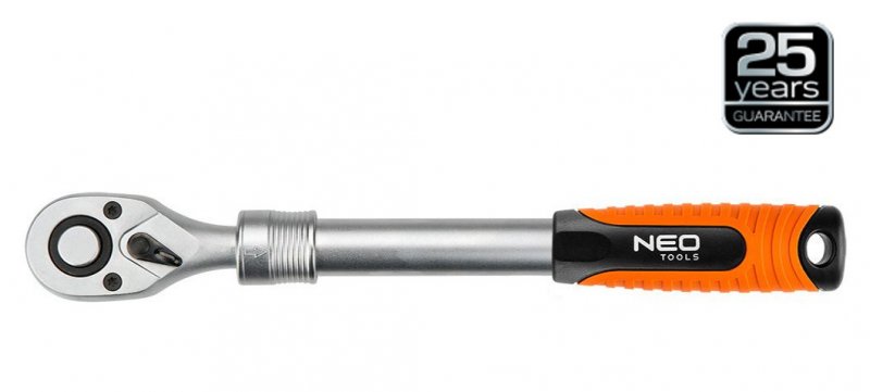 NEO TOOLS 08-502 ráčna teleskopická 1/4" s pojistkou a přepínací páčkou 72z Obrázek