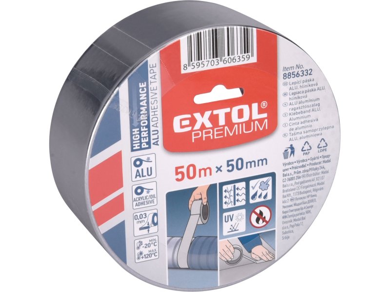 EXTOL PREMIUM 8856332 ALU páska lepící hliníková 50mx50x0,03mm, akrylové lepidlo