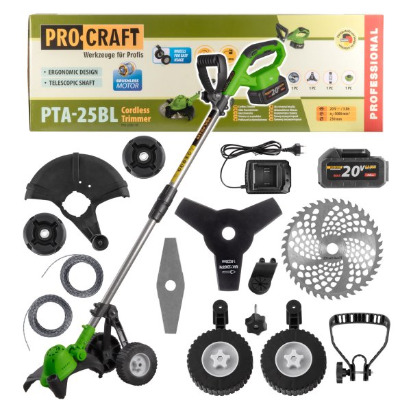 PROCRAFT PTA-25BL-1B aku vyžínač bezuhlíkový 20V LiIon 3Ah