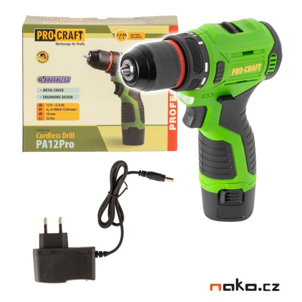 PROCRAFT PA12Pro-1B vrtací aku šroubovák LiIon 12V 1x 2Ah Obrázek