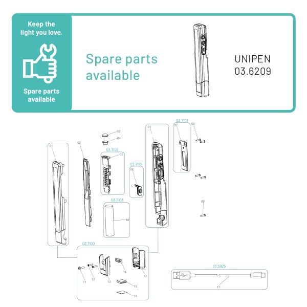 SCANGRIP UNIPEN - FOR LIFE štíhlá pracovní svítilna s bodovkou USB-C 03.6209 Obrázek