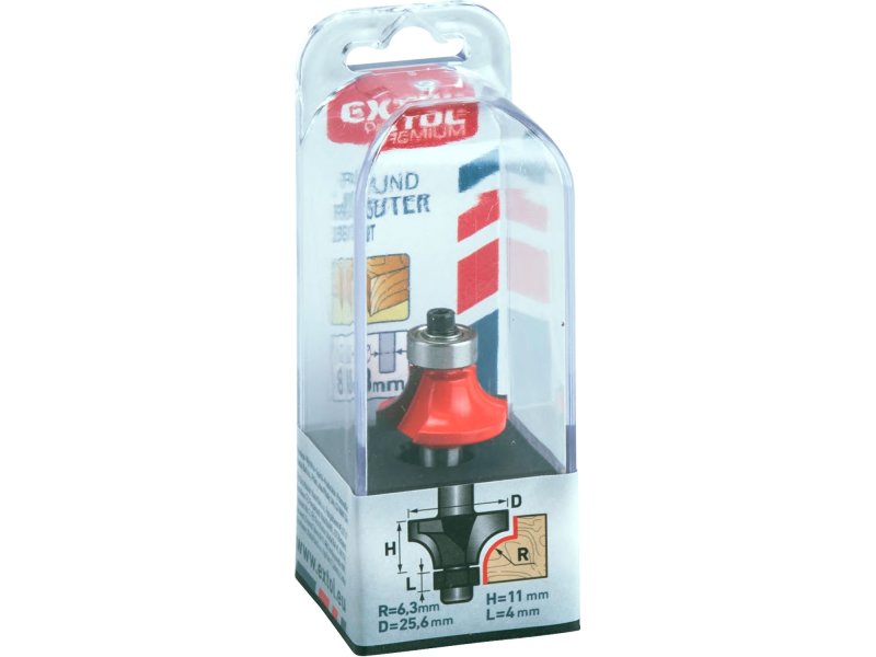 EXTOL PREMIUM 8802109 fréza zaoblovací (vydutá) do dřeva, R12,7mm, stopka 8mm Obrázek