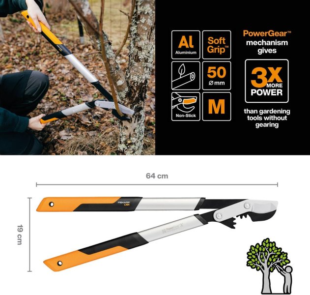 FISKARS PowerGearX LX94 M nůžky na silné větve dvoučepelové 1020187 Obrázek