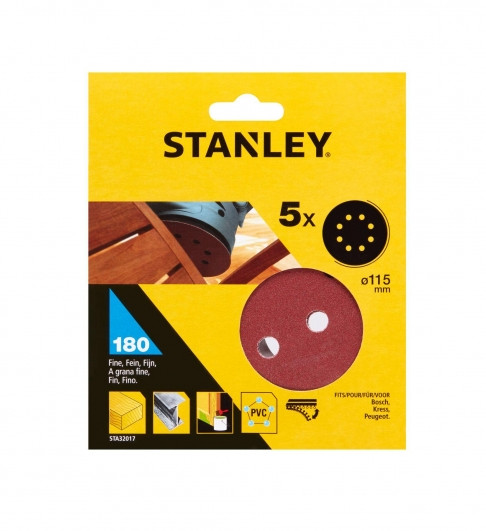 STANLEY STA32017 115mm K180 smirkový výsek suchý zip, 5ks