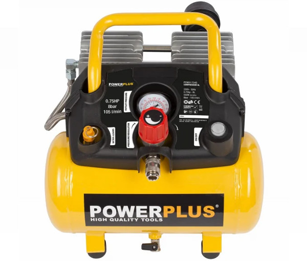 POWERPLUS POWX1724S bezolejový kompresor SILENT 6L + příslušenství Obrázek