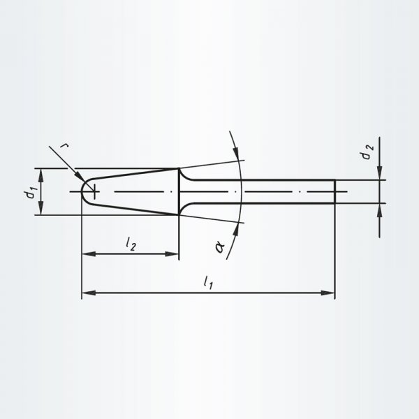 RHODIUS kuželová tvrdokovová fréza HF L 12,7x32x6,0x77 Z7 ALPHA 304398 Obrázek