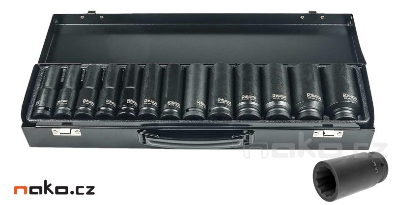 RICHMANN PC4028 sada rázových dvanáctihranných prodloužených hlavic 1/2" 10-30mm 13ks Obrázek