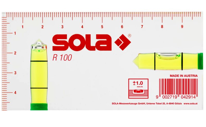 SOLA R100 průhledná kapesní vodováha Obrázek