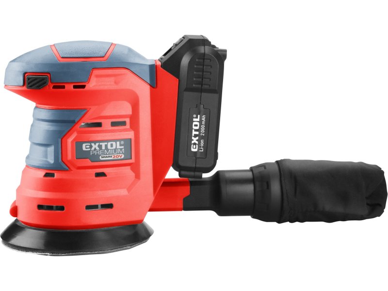 EXTOL PREMIUM 8891846 aku excentrická bruska SHARE20V, 125mm, 20V LiIon 2Ah Obrázek