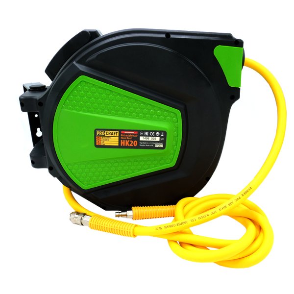 PROCRAFT HK20 tlaková hadice 20m 3/8" v samonavíjecím bubnu na stěnu Obrázek