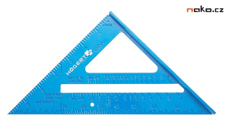 HOGERT HT4M215 tesařský trojúhelník víceúčelový 180mm, hliník Obrázek