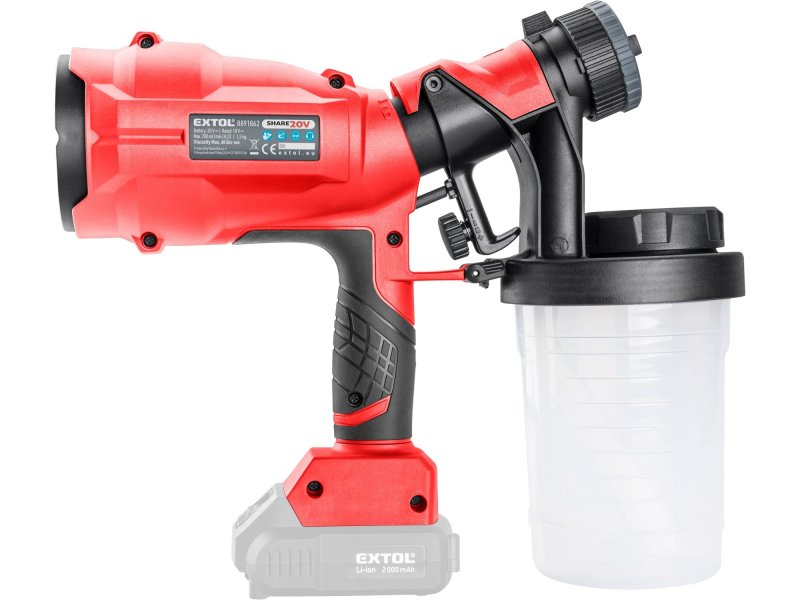EXTOL PREMIUM 8891863 aku stříkací pistole HVLP SHARE20V, LiIon, bez akumulátoru Obrázek