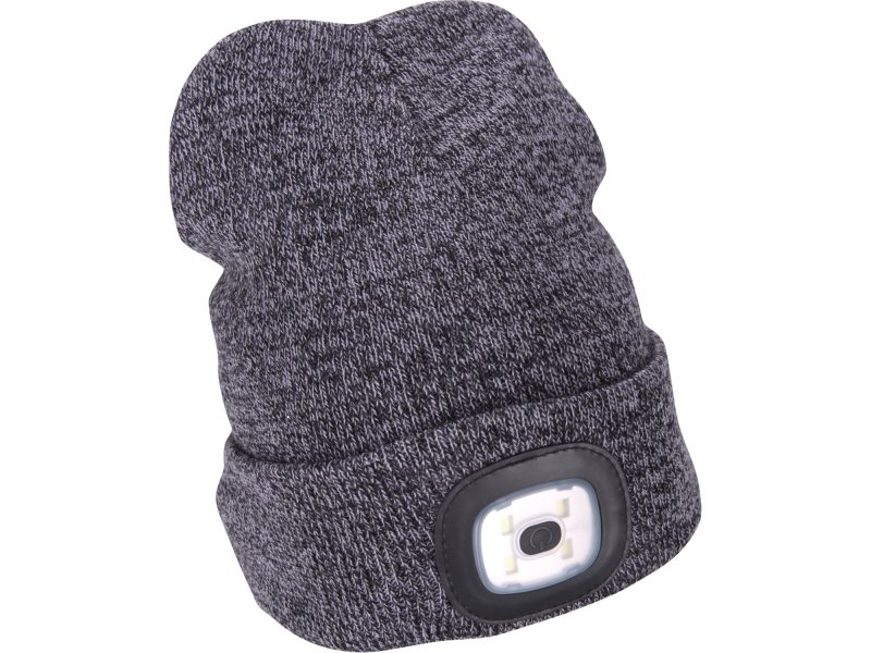 EXTOL LIGHT 43462 čepice s čelovkou 4x45lm, USB nabíjení, ŠEDÁ/ČERNÁ