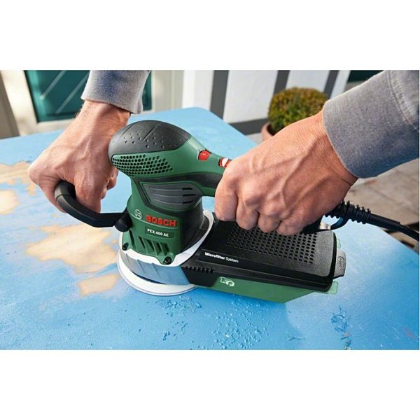 BOSCH PEX 400 AE 125mm excentrická bruska s regulací a přední nastavitelnou rukojetí Obrázek