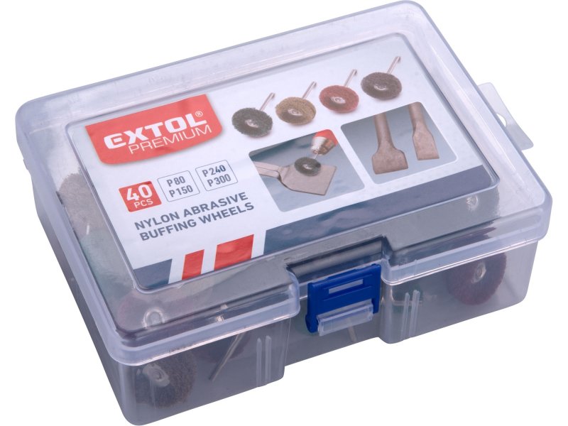 EXTOL PREMIUM 8803761 kartáče brusné nylonové P80, P150, P240, P300 sada 40ks, stopka 3mm