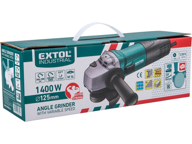 EXTOL INDUSTRIAL 8792014 bruska úhlová s regulací otáček 125mm 1400W Obrázek