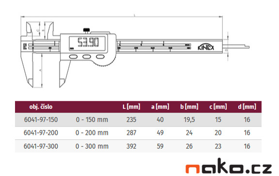 K-MET ICONIC Labo 6041-97-300 digitální posuvné měřítko 300mm, Bluetooth, IP67 Obrázek