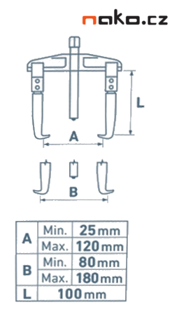 Extol Premium stahovák dvouramenný, kovaný, rozpětí 120, hloubka 100mm Obrázek