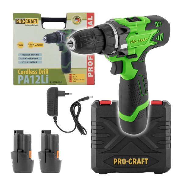 PROCRAFT PA12Li vrtací aku šroubovák LiIon 12V 2x 2Ah