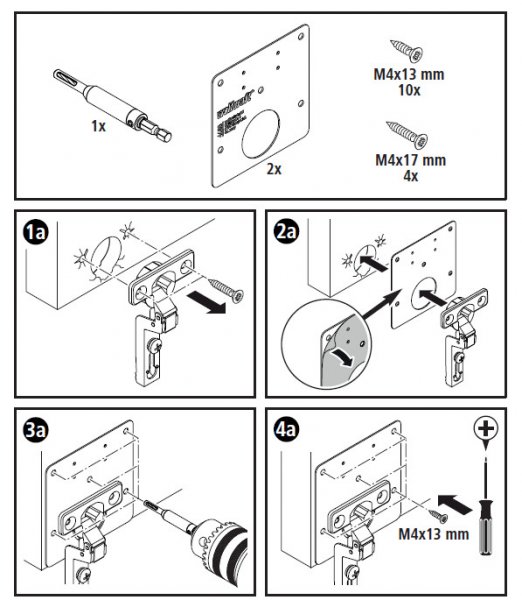 WOLFCRAFT 4658000 sada na opravu pantů – montážní desky Obrázek