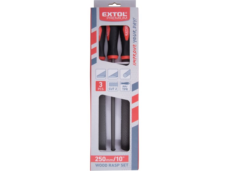 EXTOL PREMIUM  8803757 sada rašplí na dřevo 250/2 střední sek (3ks) Obrázek