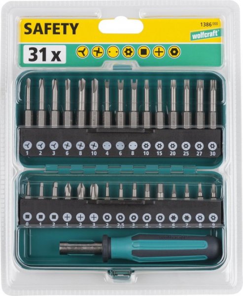 WOLFCRAFT 1386000 sada speciálních bezpečnostních bitů 1/4" s držákem, 31 ks Obrázek