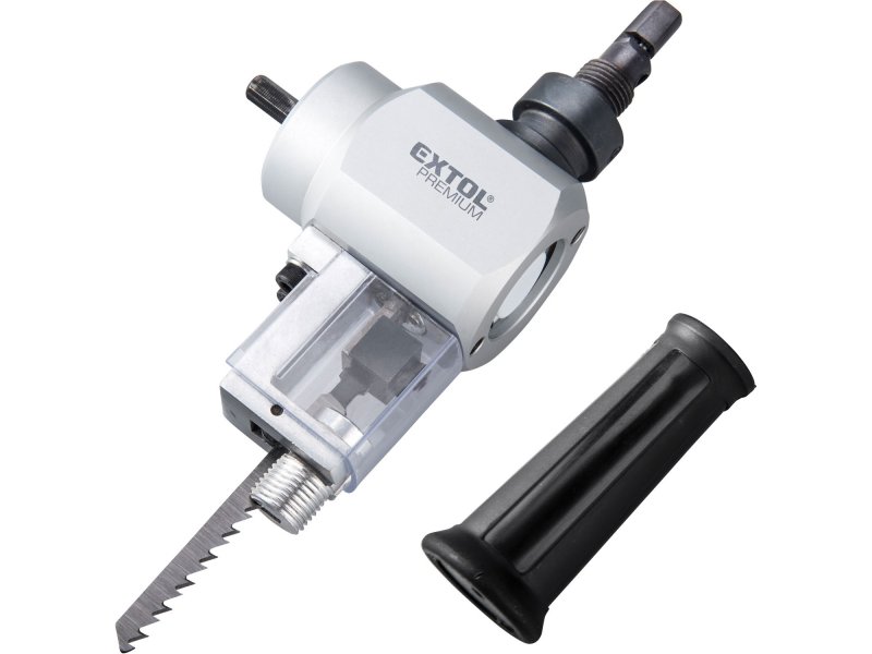 EXTOL PREMIUM 8813654 dvou funkční nástavec na vrtačku ke stříhání plechu a řezání dřeva Obrázek
