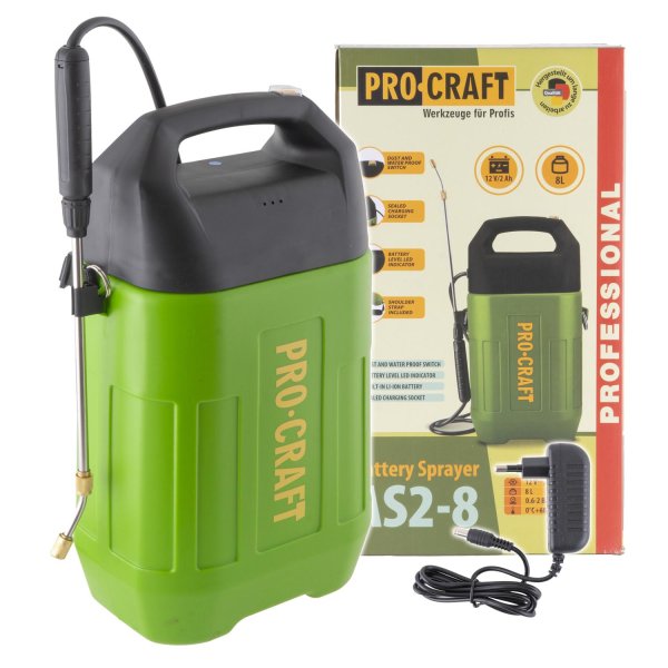 PROCRAFT AS2-8 aku postřikovač 8 lit. LiIon 12V 2Ah
