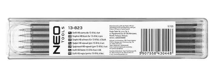NEO TOOLS 13-823 náhradní černé tuhy pro tužku 13-816 - 6ks Obrázek