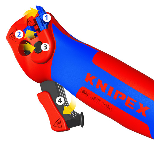 KNIPEX 1650145SB odizolovací nůž (s vodící patkou a funkcí ráčny) Obrázek