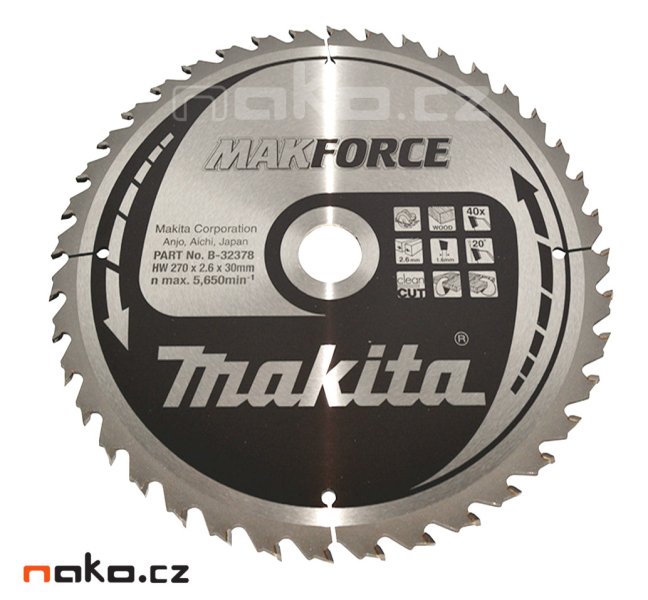 MAKITA B-32378 pilový kotouč 270x30mm na dřevo 40Z (old B-08539) Obrázek