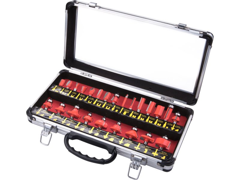 EXTOL PREMIUM 44039 frézy tvarové do dřeva s SK plátky, sada 24ks, stopka 8mm Obrázek