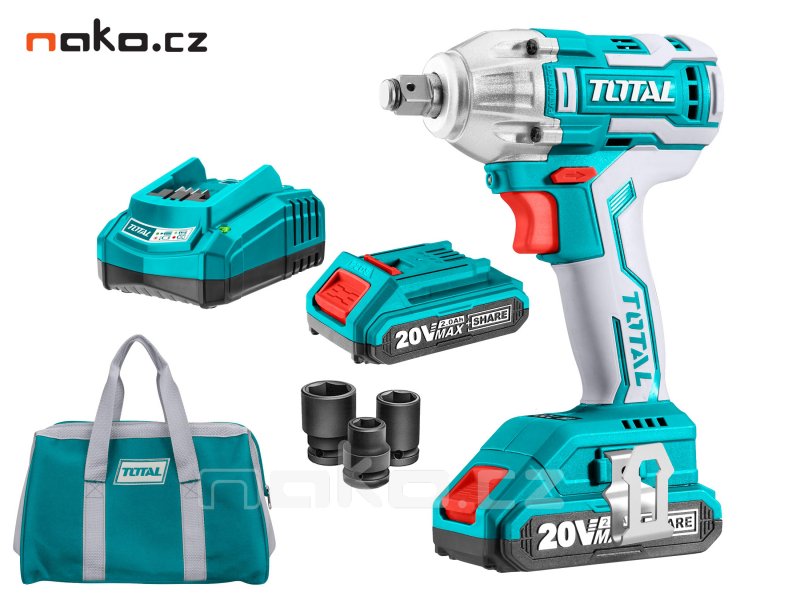 TOTAL TIWLI2001 aku rázový utahovák 1/2“ brushless, 20V LiIon 2x 2Ah, P20S Obrázek
