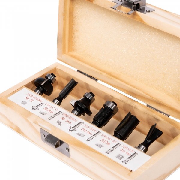 STAVTOOL P11138 sada tvrdokovových fréz do vrchní frézky, 8mm - 6 ks Obrázek