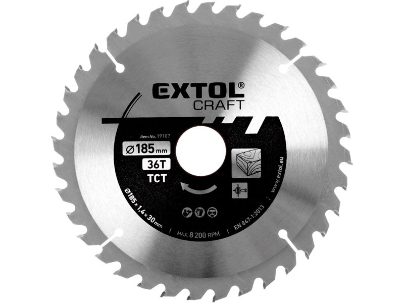 EXTOL CRAFT 19107 kotouč pilový s SK plátky, 185x1,4x30mm, 36Z