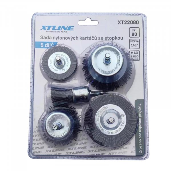 XTline XT22080 sada nylonových kartáčů ZR80, stopka šestihran 5ks Obrázek