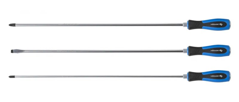 HOGERT HT1S084 sada dlouhých šroubováků 450mm 3ks 8mm, PH2, PH3