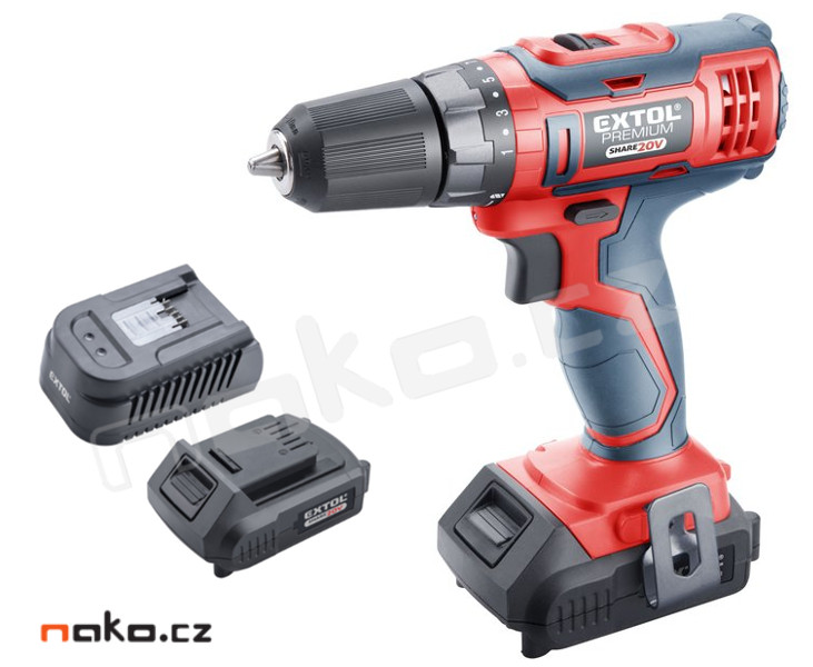 EXTOL PREMIUM 8891800 aku vrtačka, SHARE20V 20V LiIon 1,5 Ah