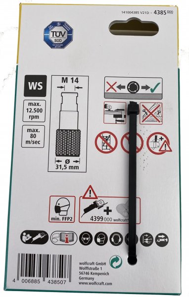 WOLFCRAFT 4385000 válcová rašple do úhlové brusky Obrázek