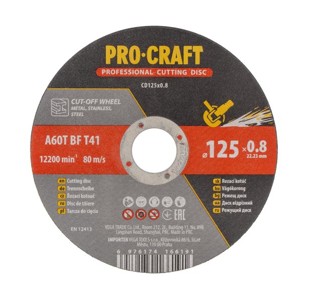 PROCRAFT CD125x0,8 řezný kotouč 125 x 0,8mm na ocel a nerez