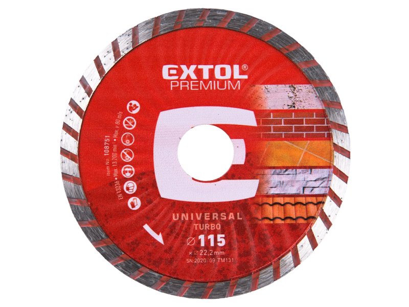 EXTOL PREMIUM 108751 kotouč diamantový řezný TURBO, 115x22,2mm Obrázek